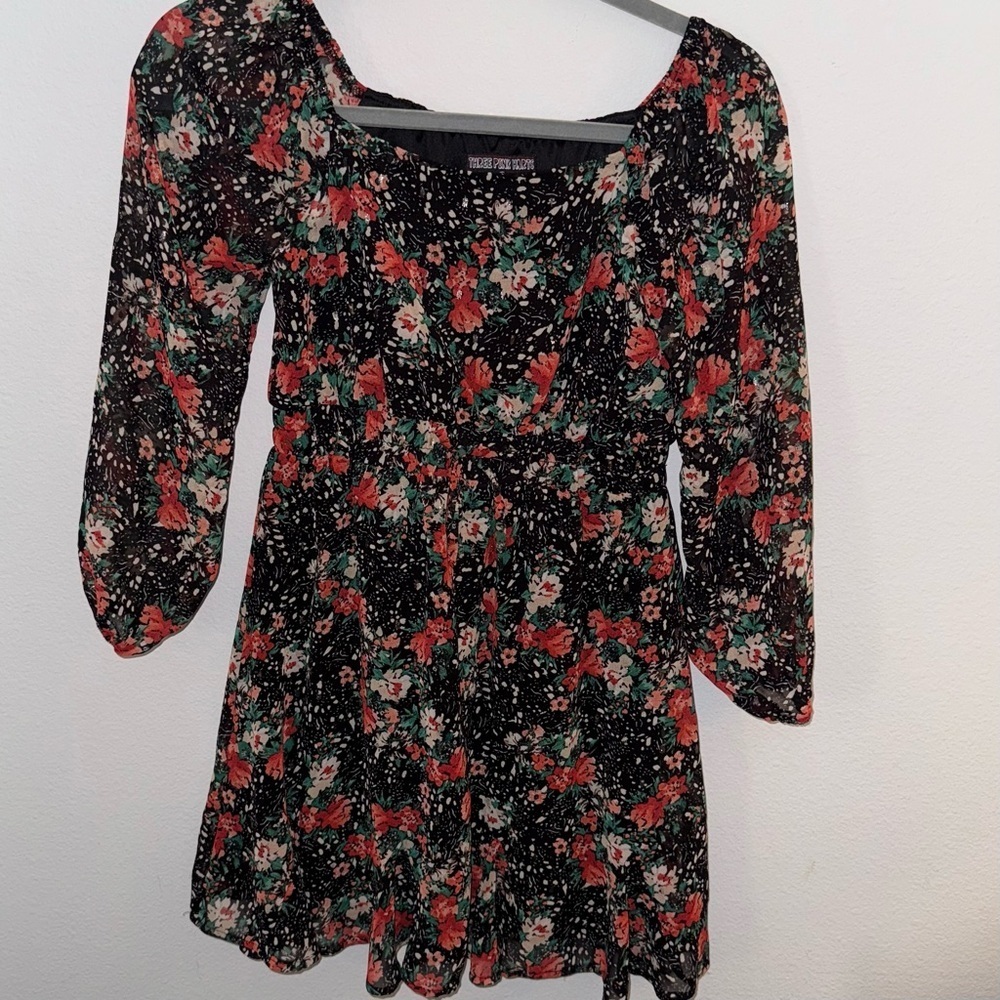 Three Hearts Black and Red Embroidered Dress